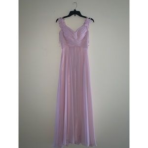 Blush pink off the shoulder gown